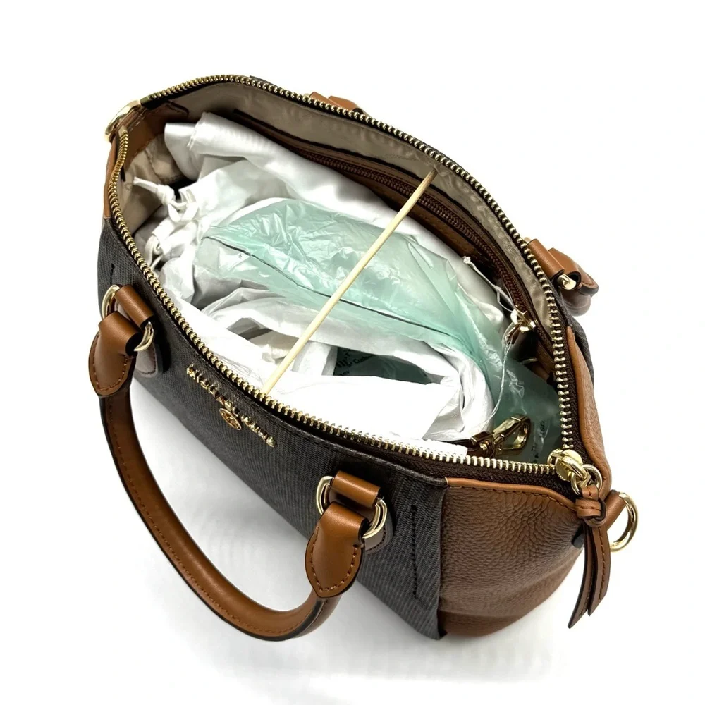 Michael Kors Sienna Medium Logo and Leather Messenger Bag Brown/Acorn